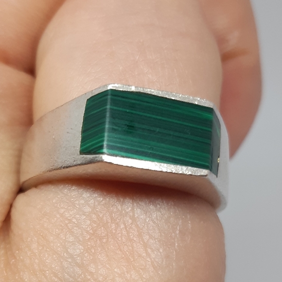 Handmade Sterling Silver Other - Sterling Silver and Malachite Ring